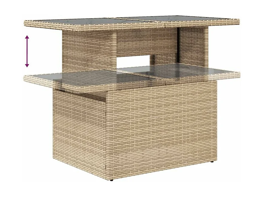 Salon de jardin avec coussins 9 pcs beige résine tressée