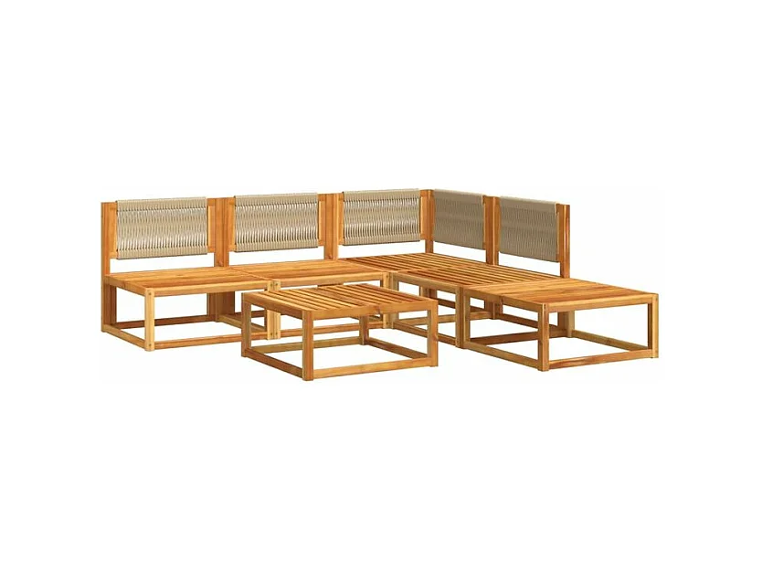 Salon de jardin avec coussins 6 pcs bois d'acacia solide