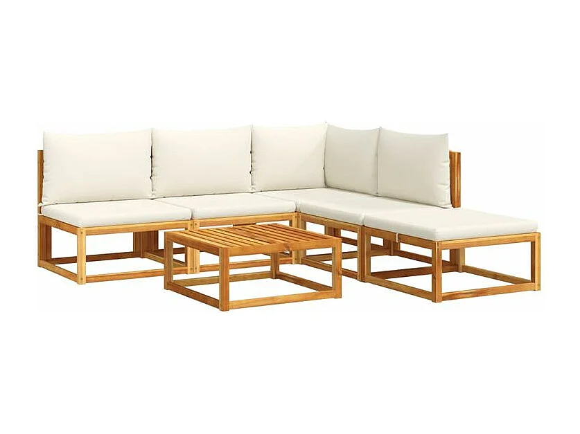 Salon de jardin avec coussins 6 pcs bois d'acacia solide