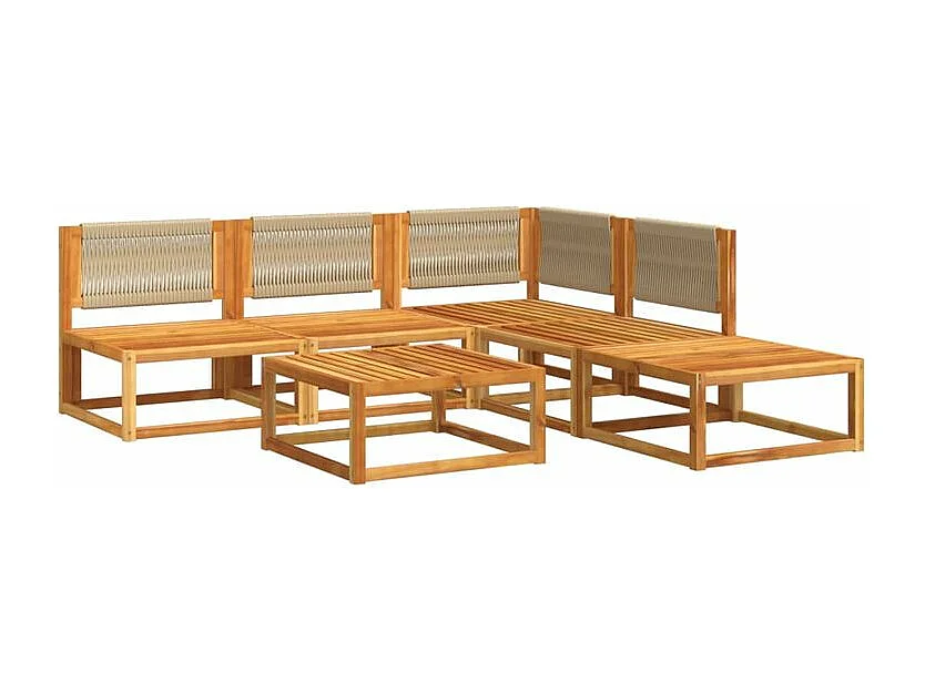 Salon de jardin avec coussins 6 pcs bois d'acacia solide