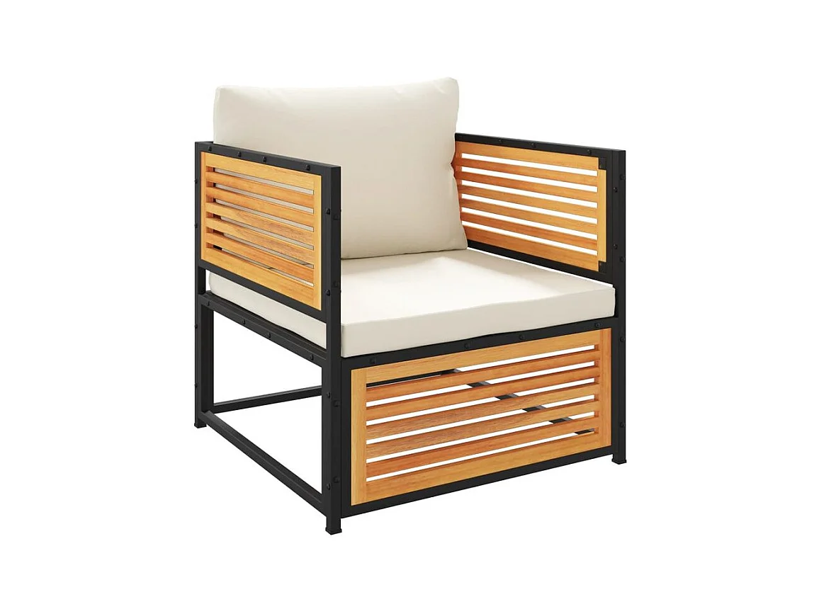 Salon de jardin avec coussins 5 pcs Bois d'acacia solide