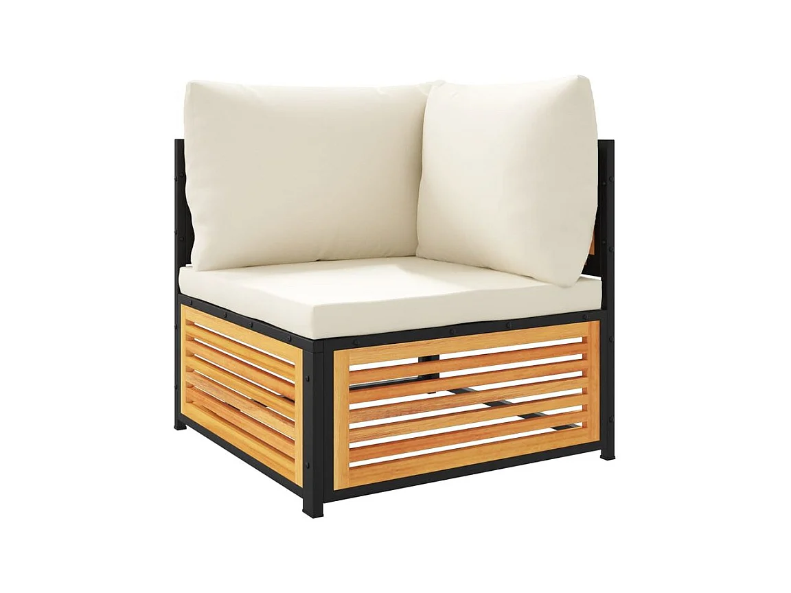 Salon de jardin avec coussins 5 pcs Bois d'acacia solide