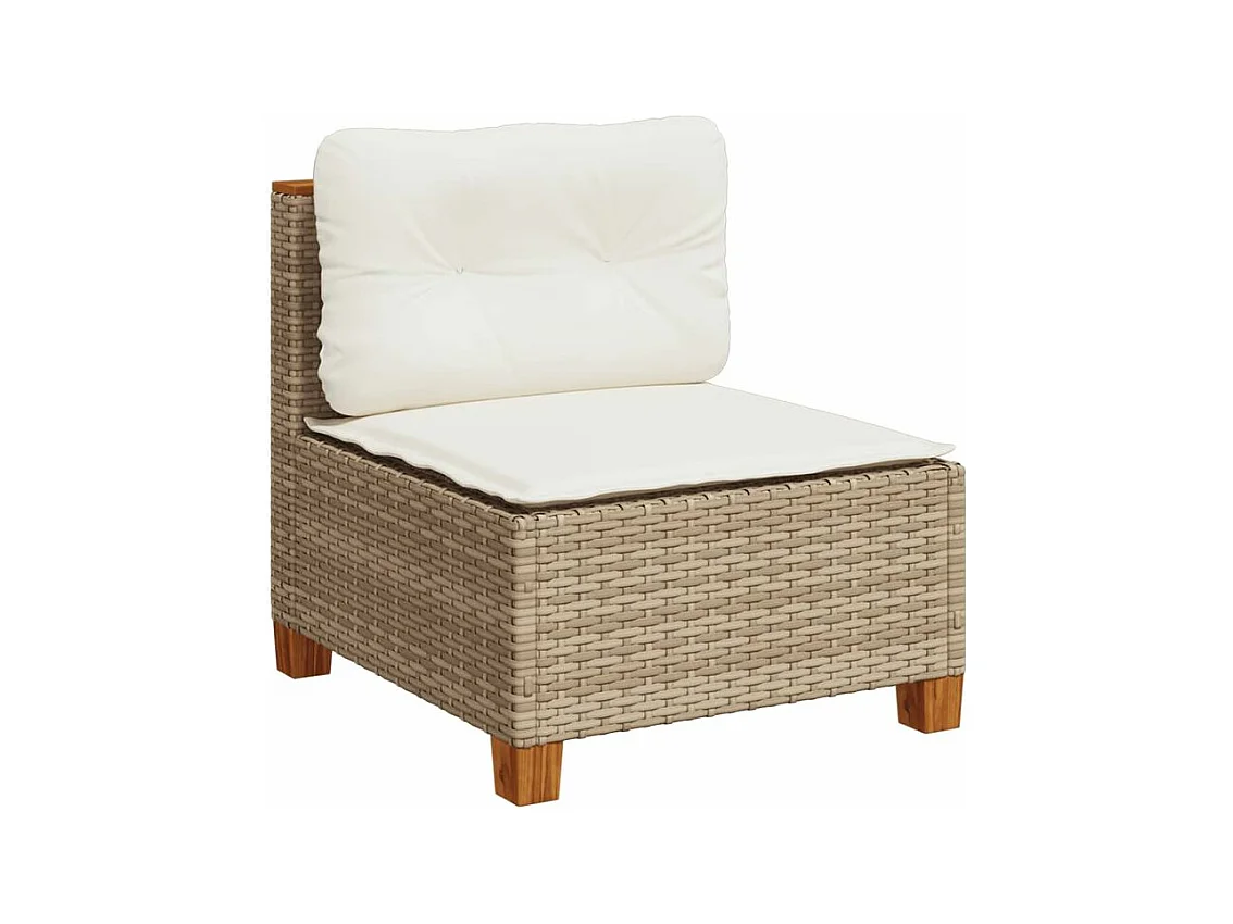 Salon de jardin avec coussins 10 pcs beige résine tressée