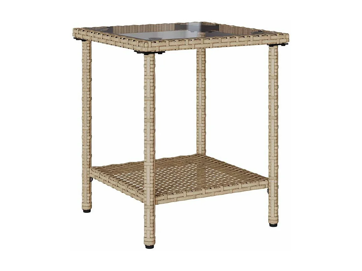 Canapé de jardin avec table et coussins en forme de L beige