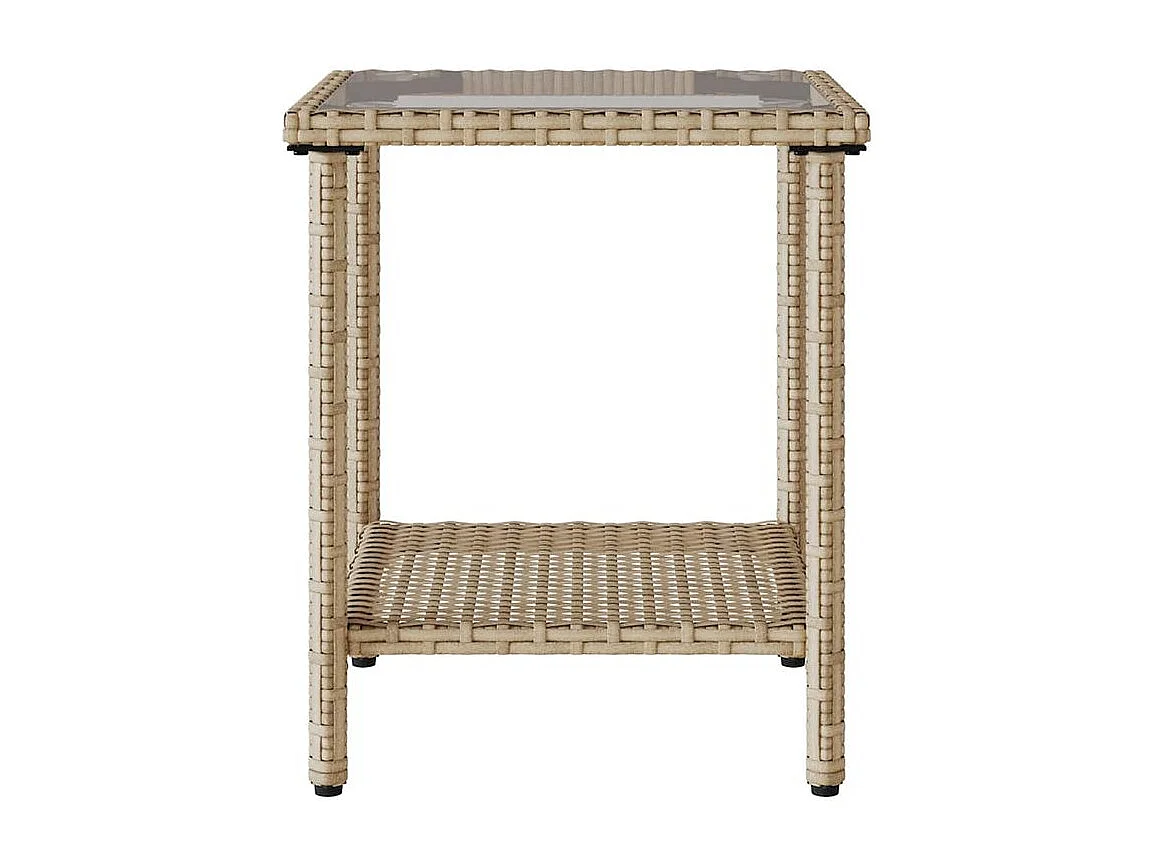 Canapé de jardin avec table et coussins en forme de L beige