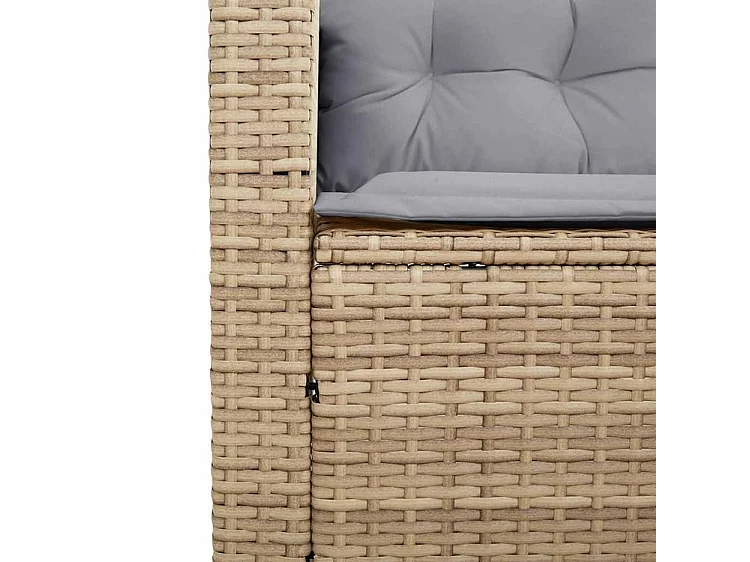 Canapé de jardin avec table et coussins en forme de L beige