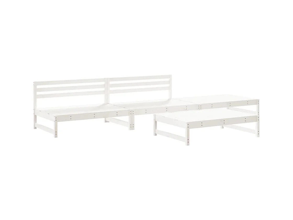Salon de jardin 4 pcs blanc bois de pin massif