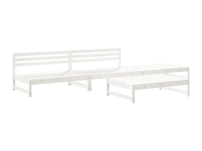 Salon de jardin 4 pcs blanc bois de pin massif