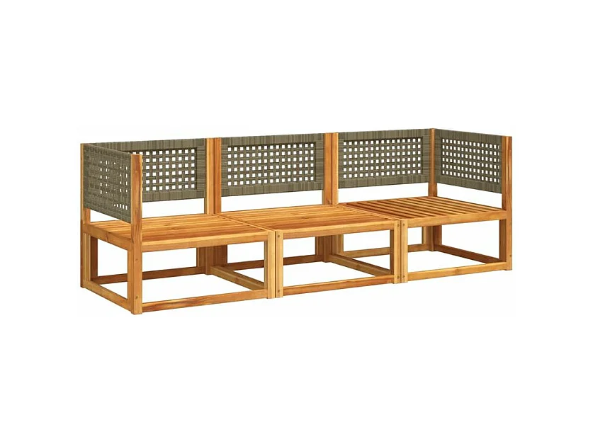 Salon de jardin avec coussins 3 pcs bois massif d'acacia