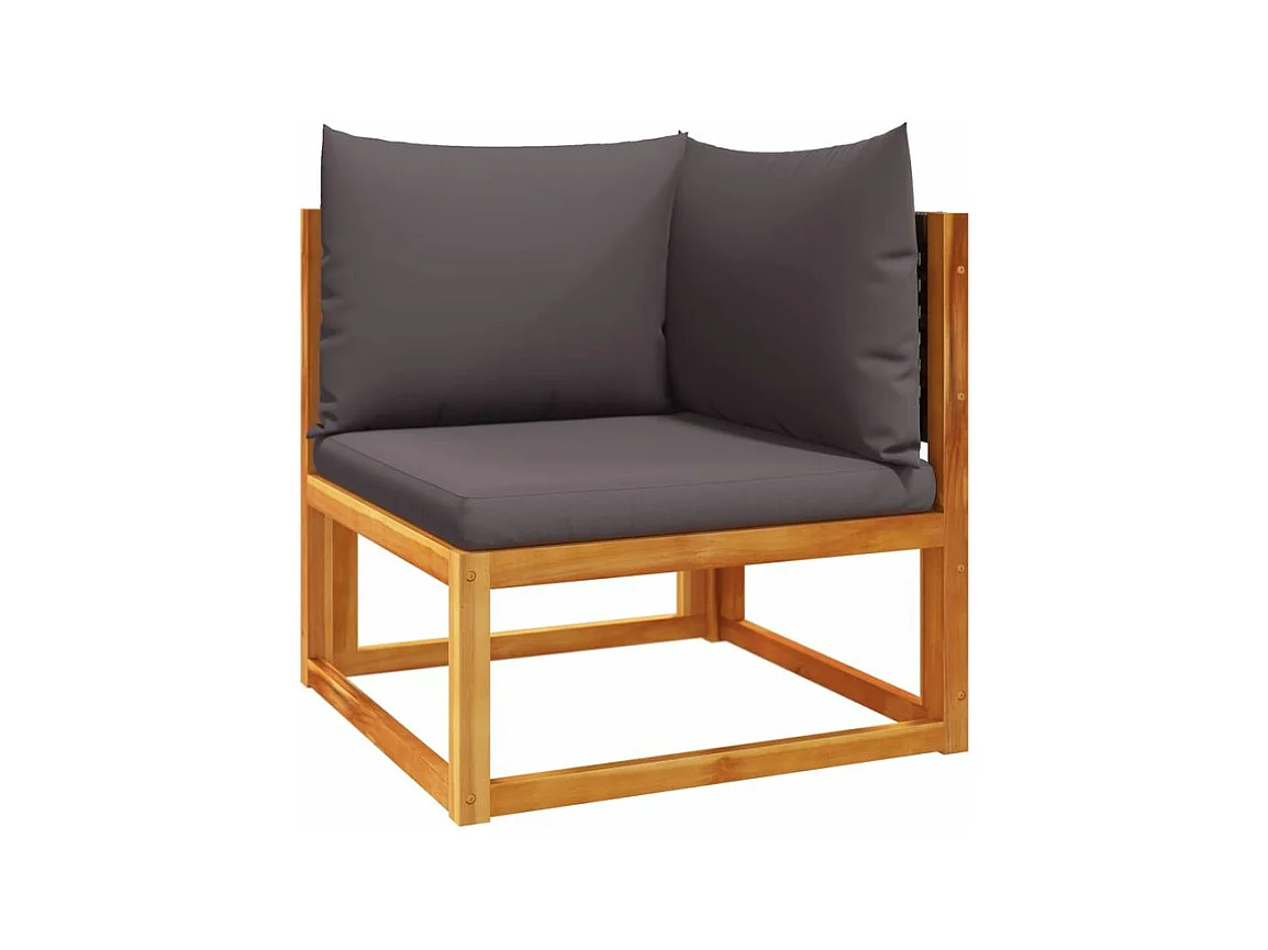 Salon de jardin avec coussins 3 pcs bois massif d'acacia