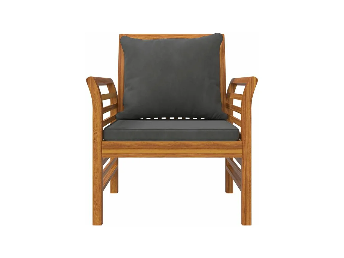 Salon de jardin avec coussins 5 pcs Bois d'acacia solide