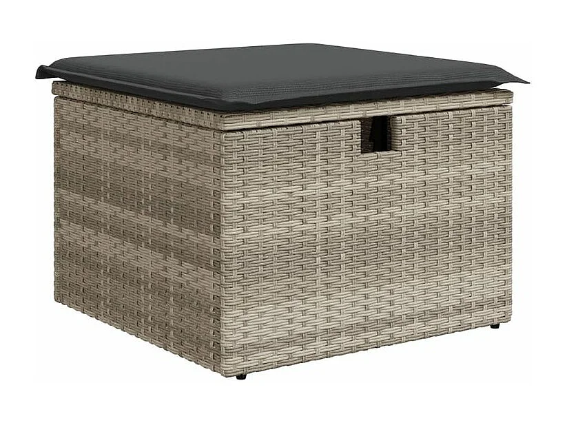 Salon de jardin 6 pcs avec coussins gris clair résine tressée