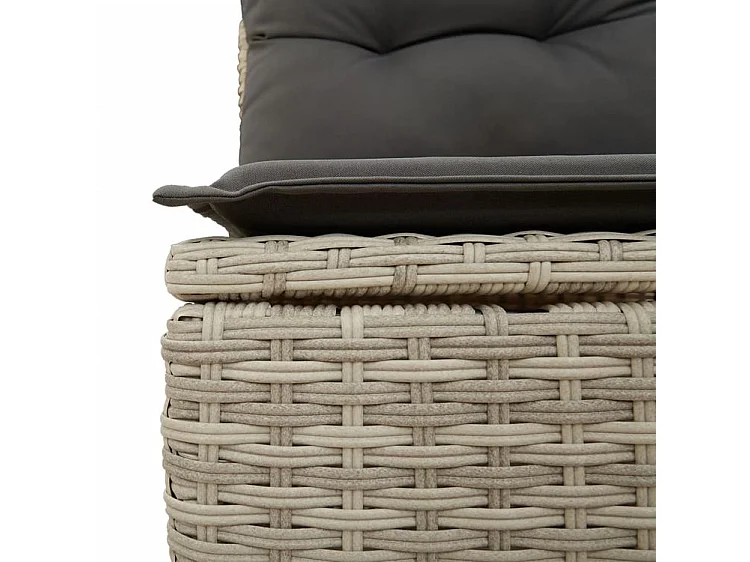Salon de jardin 6 pcs avec coussins gris clair résine tressée