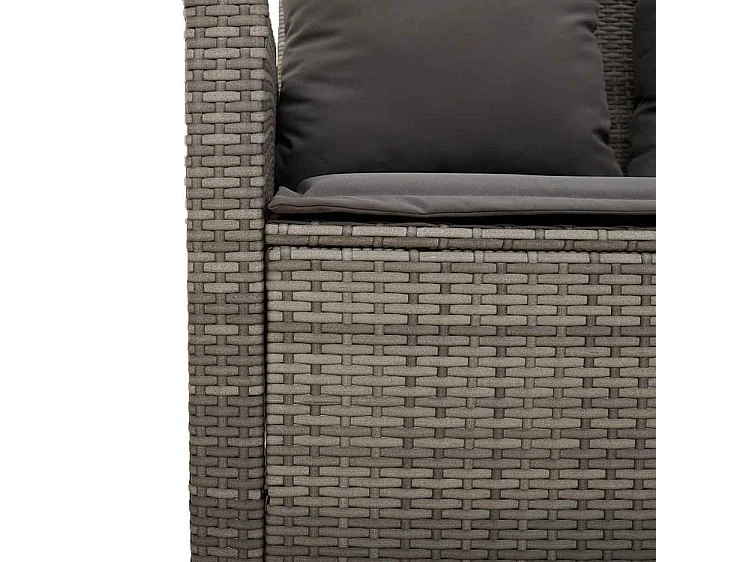 Canapé de jardin 3 places coussins et table gris résine tressée