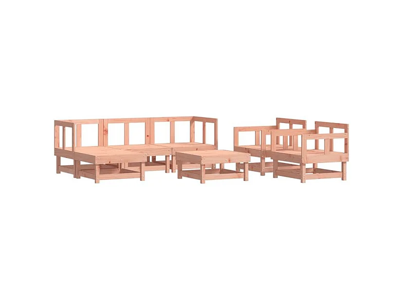 Salon de jardin 7 pcs avec coussins bois massif douglas