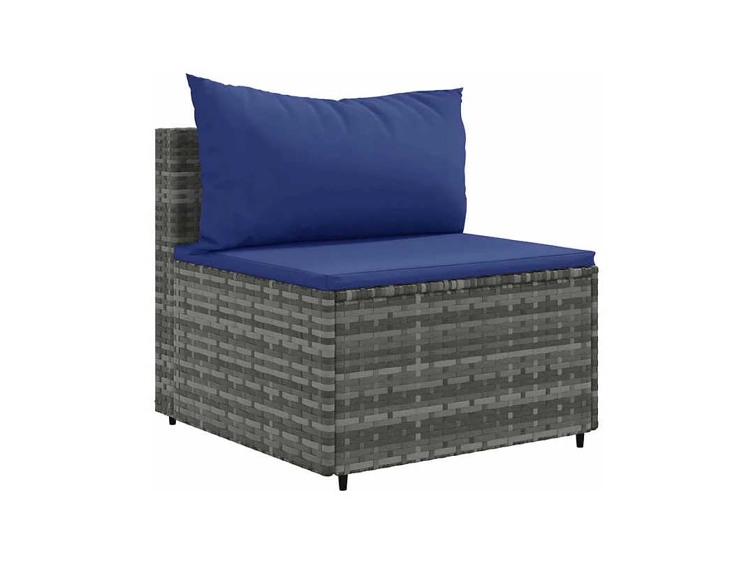 Salon de jardin avec coussins 10 pcs gris résine tressée