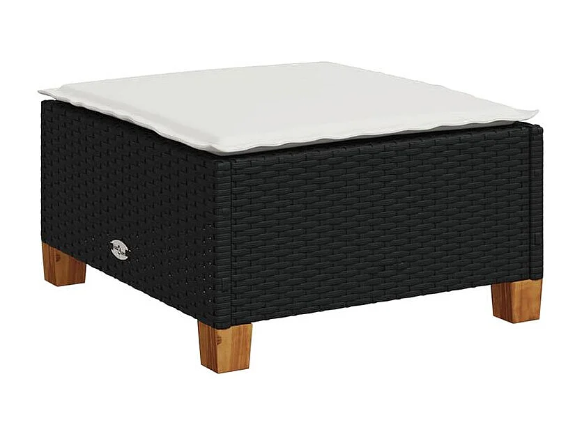 Salon de jardin 6 pcs avec coussins noir résine tressée