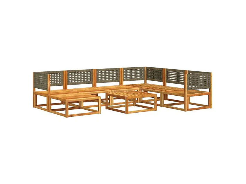 Salon de jardin avec coussins 8 pcs bois massif d'acacia
