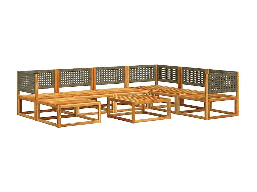 Salon de jardin avec coussins 8 pcs bois massif d'acacia