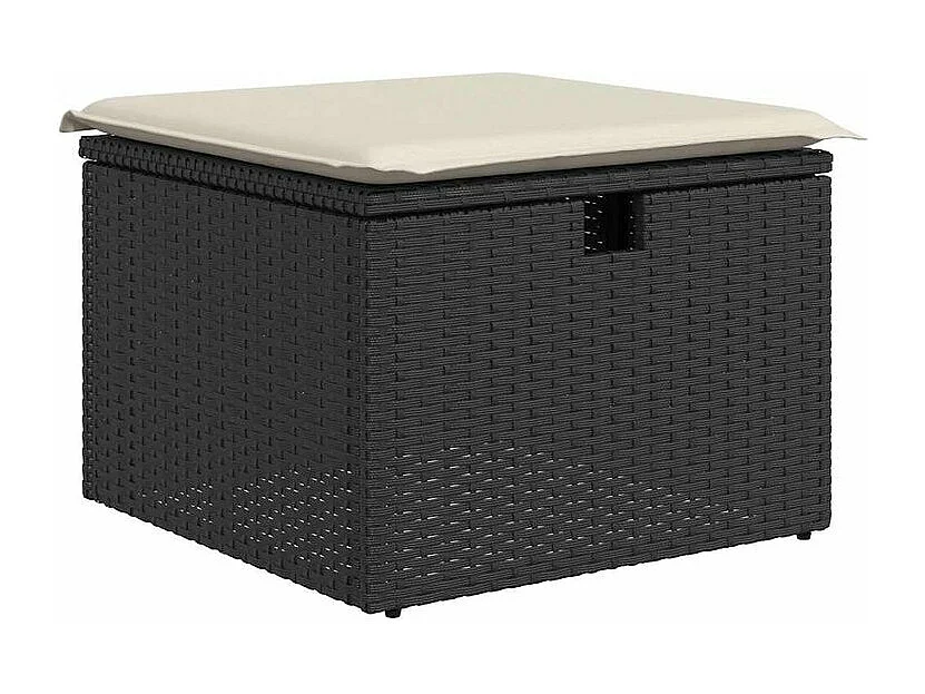 Salon de jardin 4 pcs avec coussins noir résine tressée