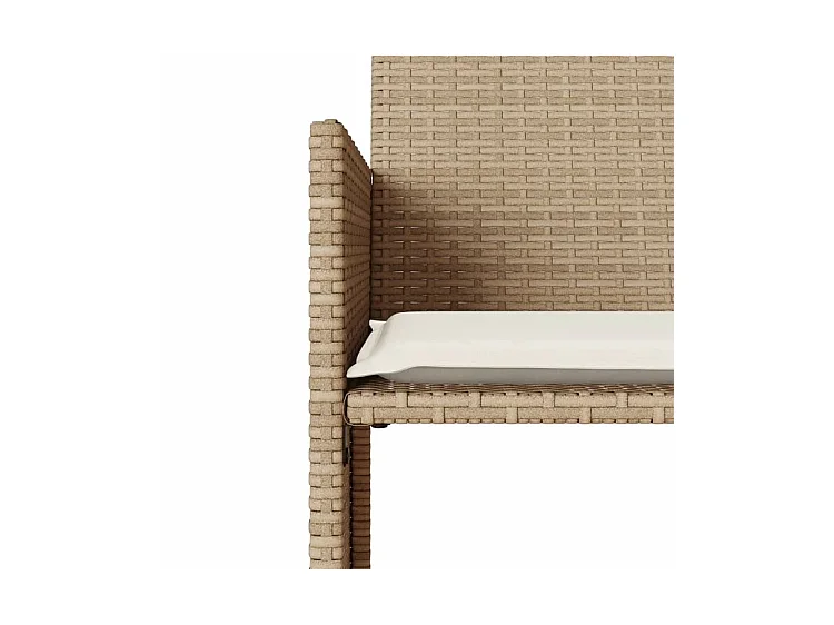 Canapé de jardin 2 places avec table et tabourets beige rotin