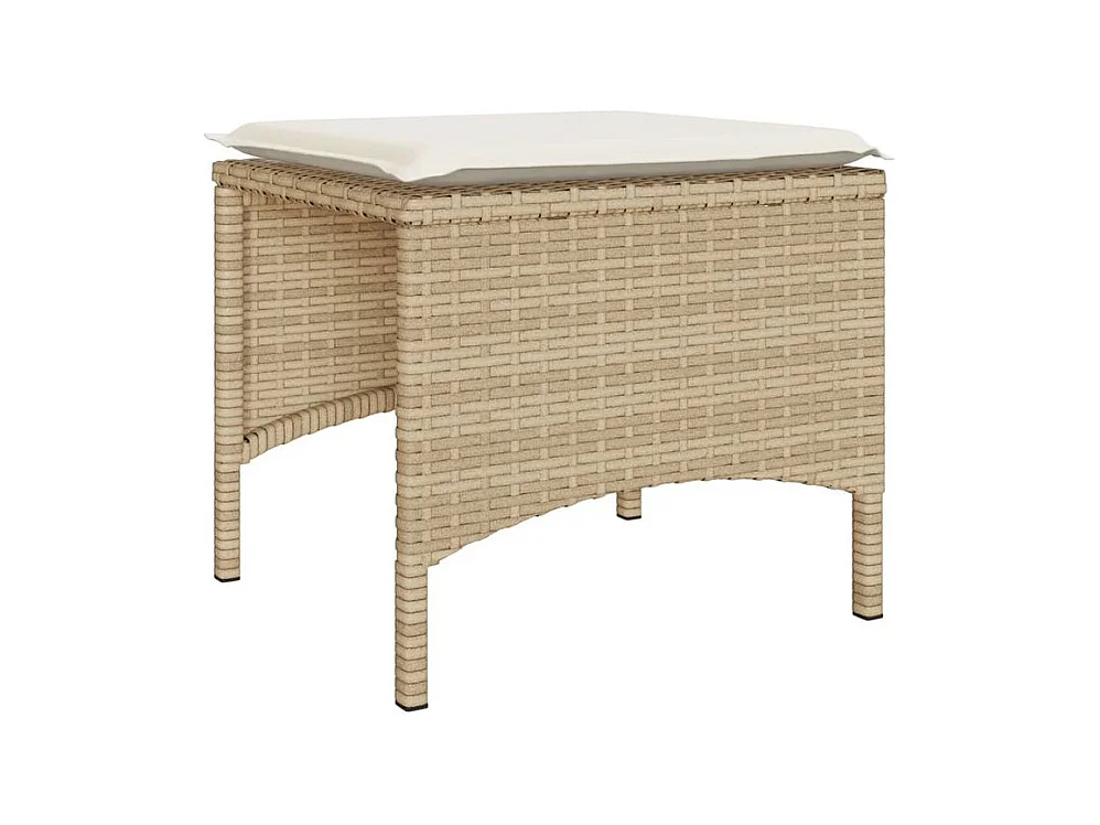 Canapé de jardin 2 places avec table et tabourets beige rotin