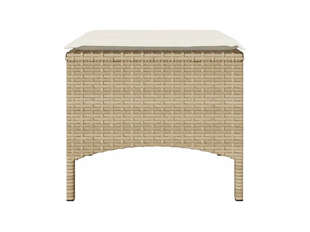 Canapé de jardin 2 places avec table et tabourets beige rotin