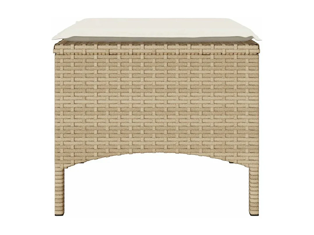 Canapé de jardin 2 places avec table et tabourets beige rotin