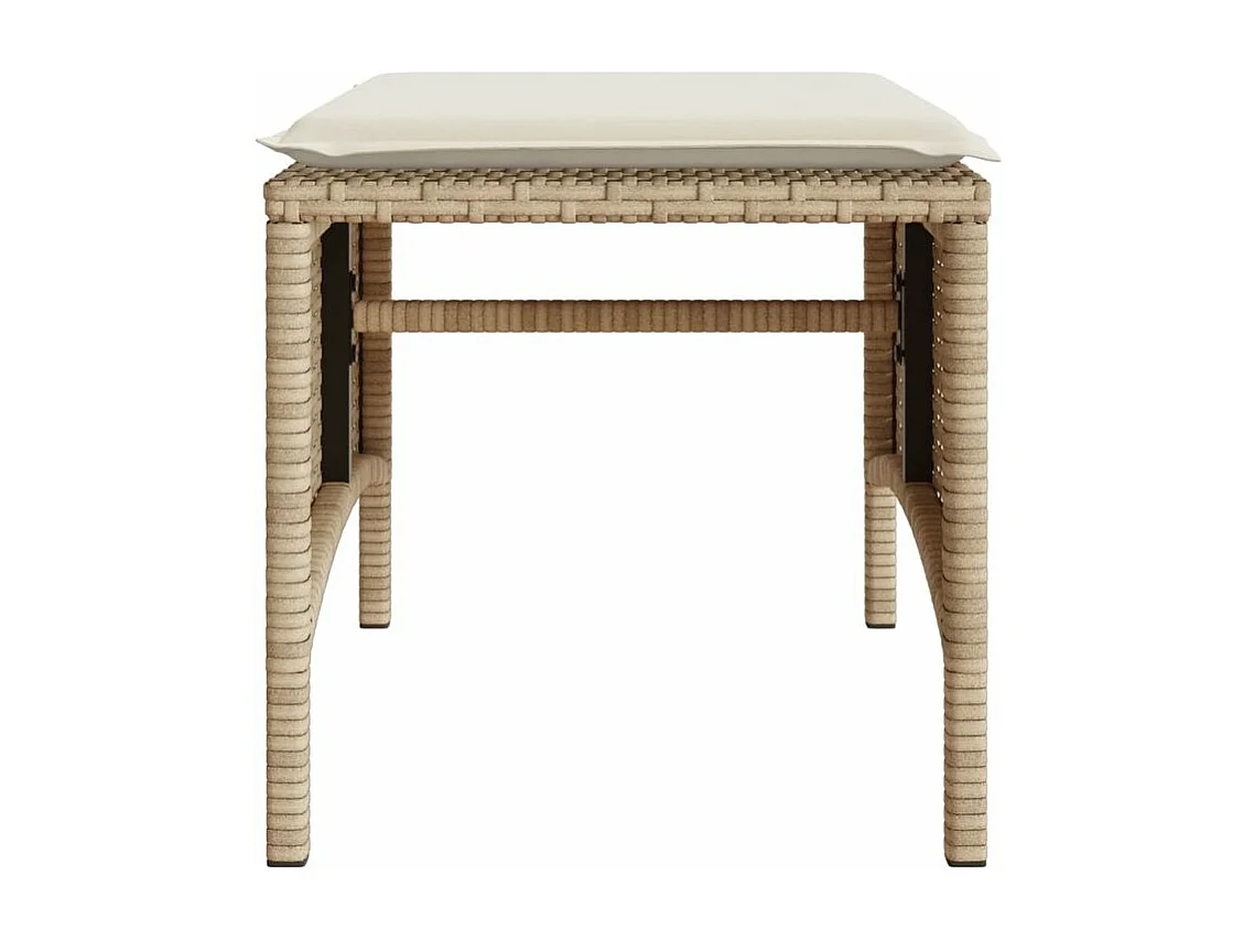 Canapé de jardin 2 places avec table et tabourets beige rotin