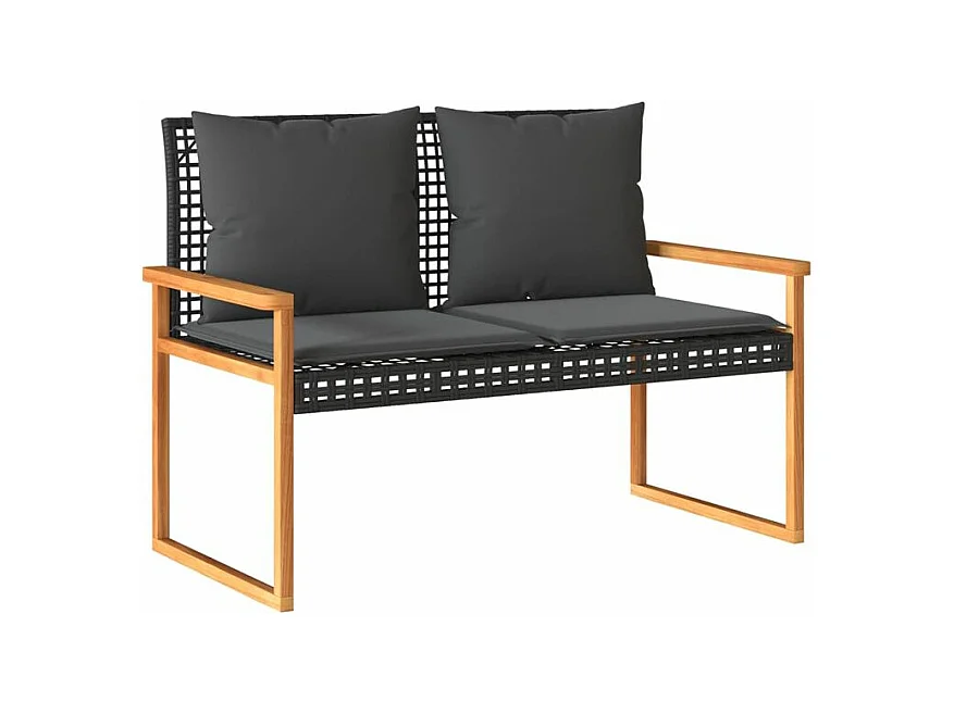 Salon de jardin 4 pcs avec coussins Noir Résine tressée