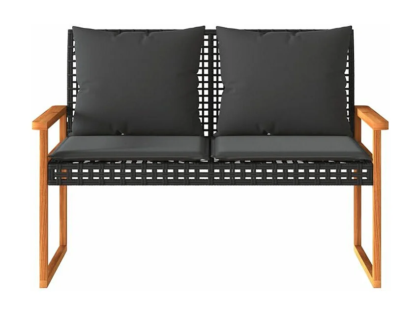 Salon de jardin 4 pcs avec coussins Noir Résine tressée