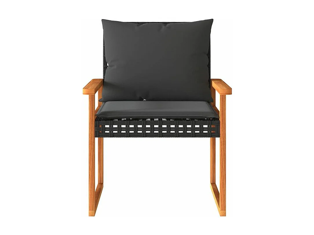 Salon de jardin 4 pcs avec coussins Noir Résine tressée