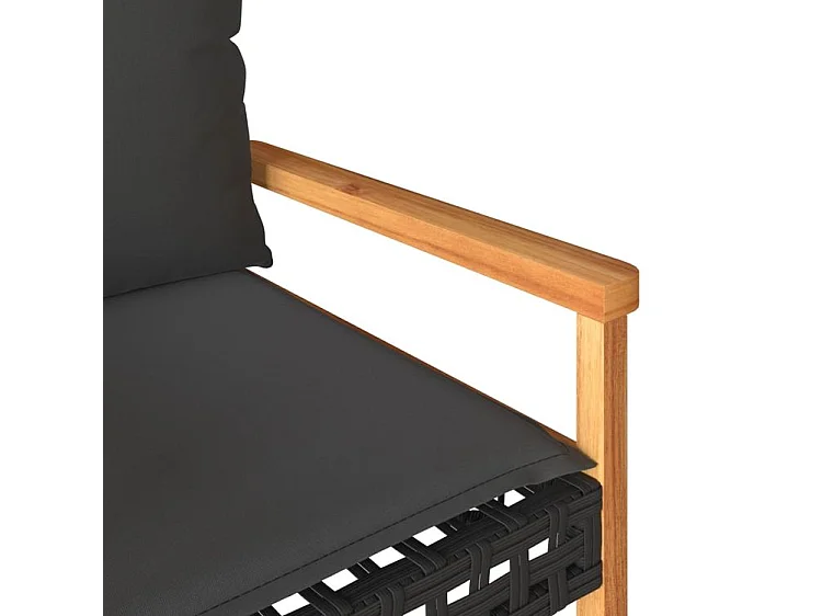 Salon de jardin 4 pcs avec coussins Noir Résine tressée