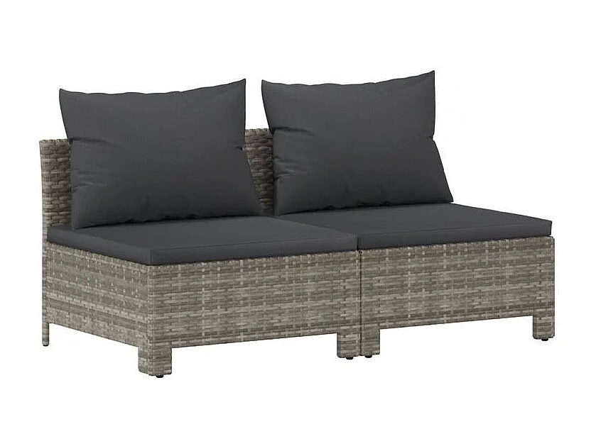 Salon de jardin 7 pcs avec coussins Gris Résine tressée