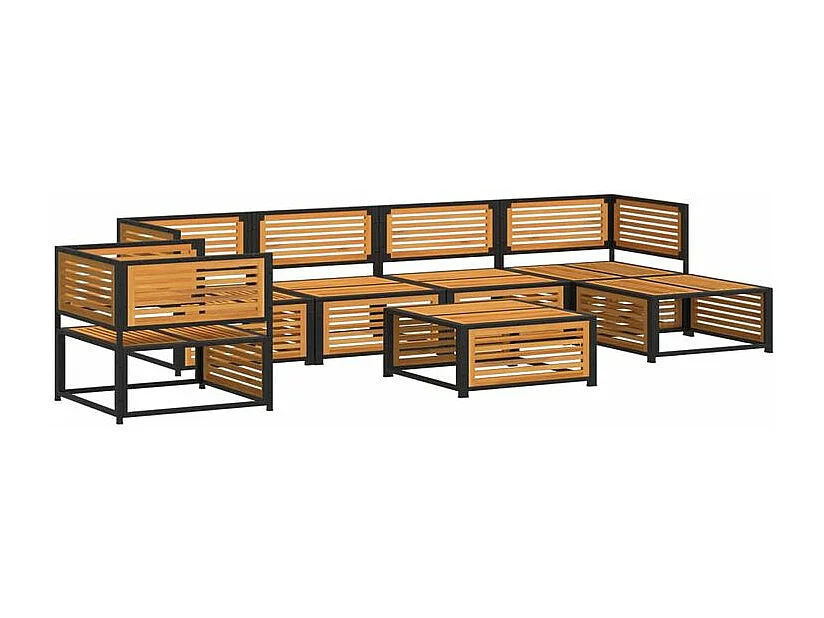 Salon de jardin avec coussins 7 pcs bois massif d'acacia