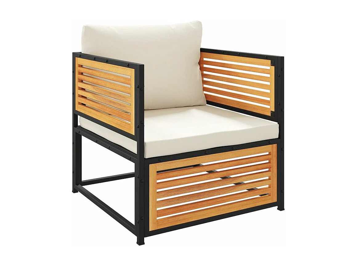 Salon de jardin avec coussins 7 pcs bois massif d'acacia