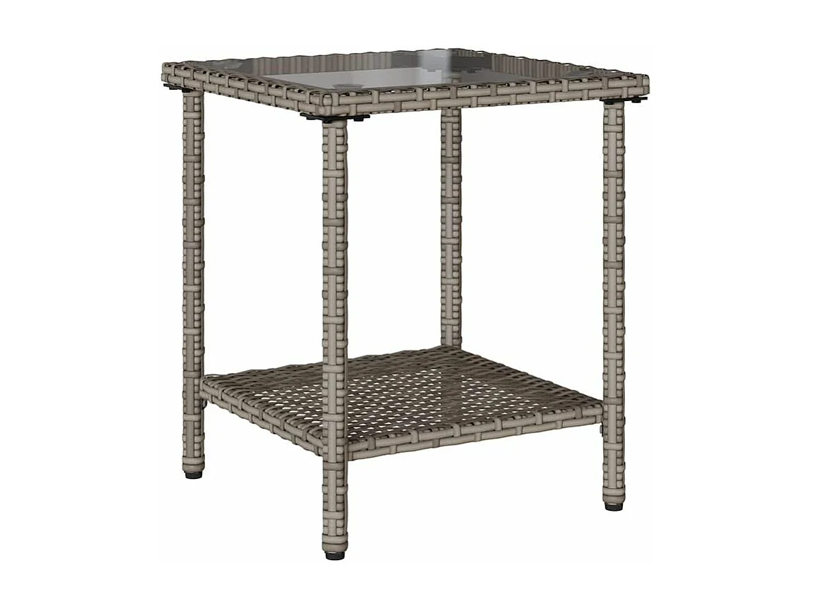 Canapé de jardin avec table et coussins en forme de L gris