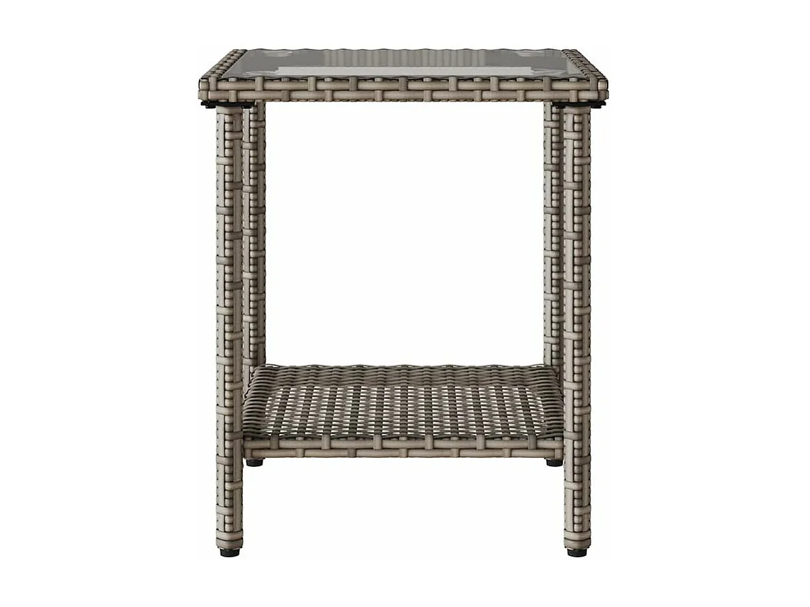 Canapé de jardin avec table et coussins en forme de L gris