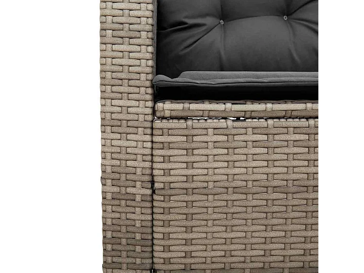 Canapé de jardin avec table et coussins en forme de L gris