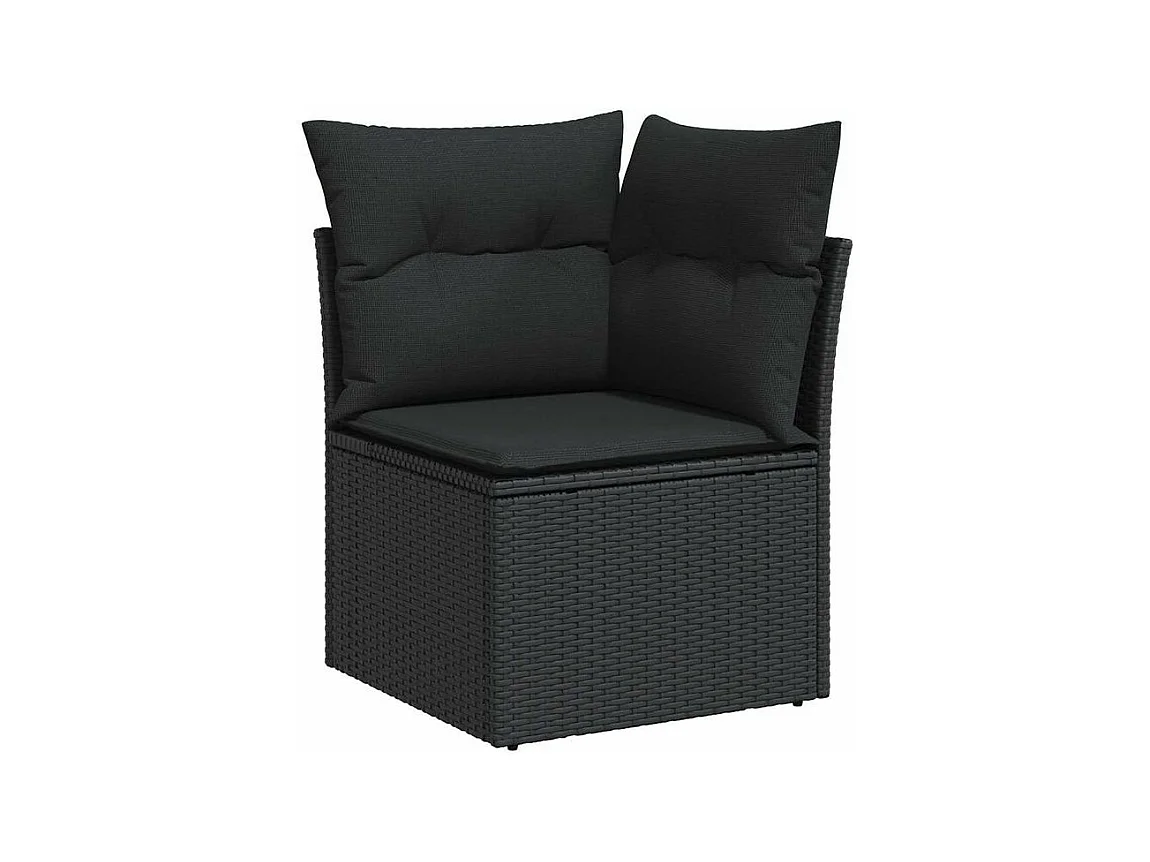 Salon de jardin 10 pcs avec coussins noir résine tressée