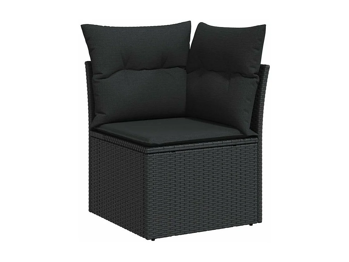 Salon de jardin 10 pcs avec coussins noir résine tressée