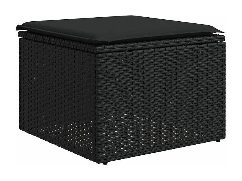 Salon de jardin 8 pcs avec coussins noir résine tressée