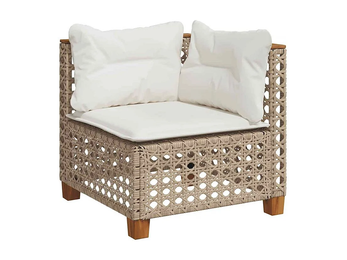 Salon de jardin avec coussins 9 pcs beige résine tressée