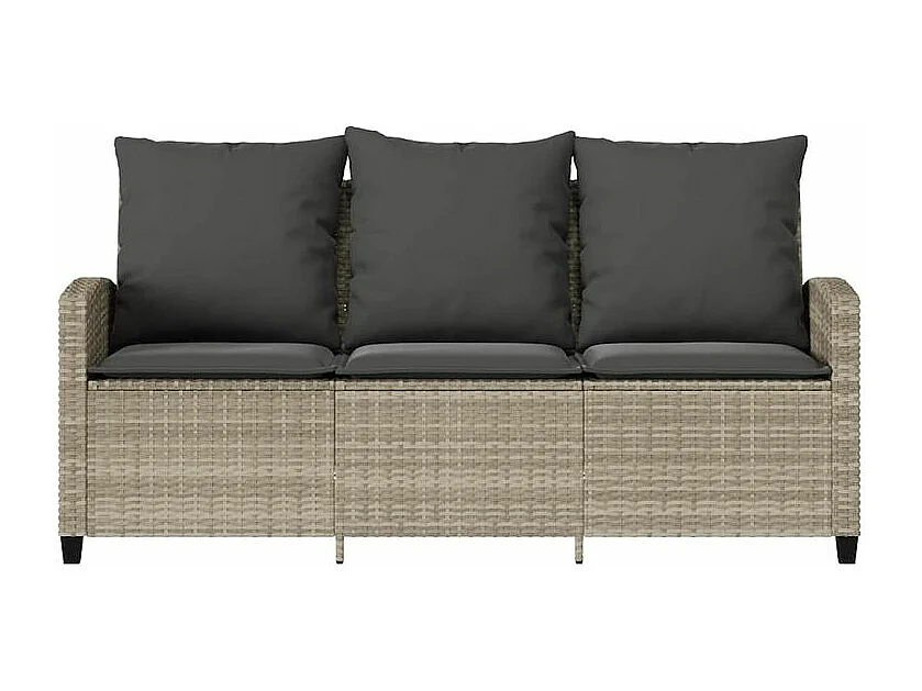 Canapé de jardin 3places coussins et table gris clair polyrotin