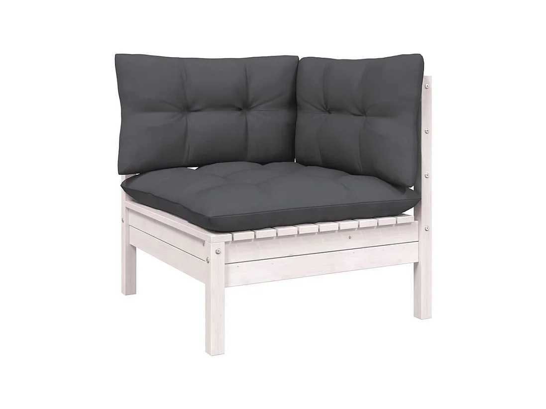 Salon de jardin 12 pcs avec coussins blanc bois de pin solide