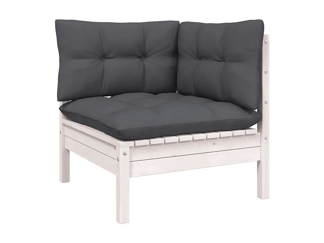 Salon de jardin 12 pcs avec coussins blanc bois de pin solide