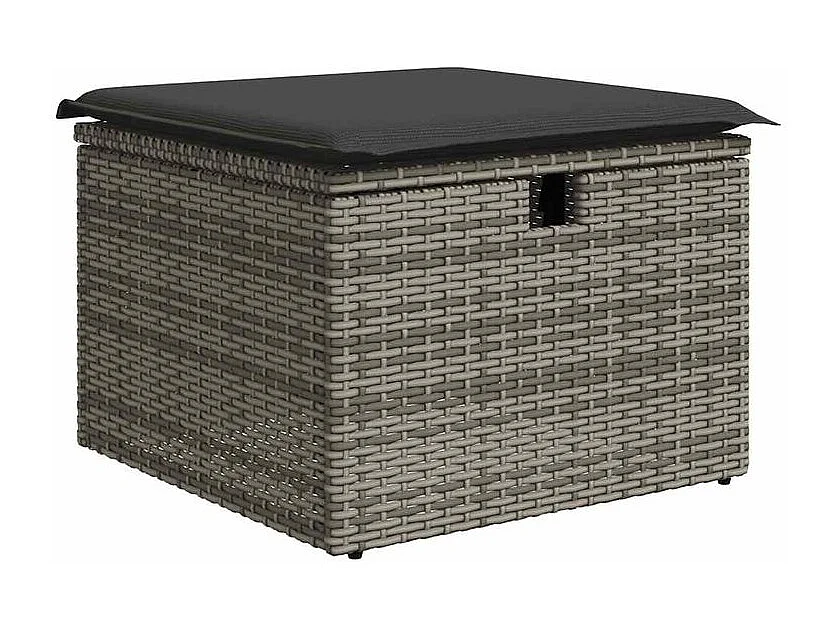 Salon de jardin 6 pcs avec coussins gris résine tressée