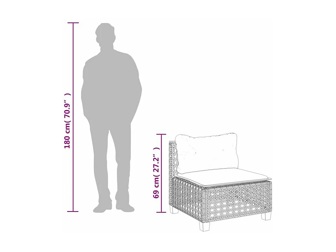 Salon de jardin 8 pcs avec coussins gris résine tressée