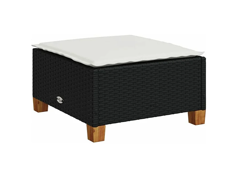 Salon de jardin 6 pcs avec coussins noir résine tressée