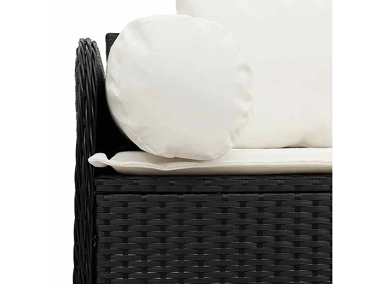 Canapé de jardin avec coussins 3 places noir résine tressée